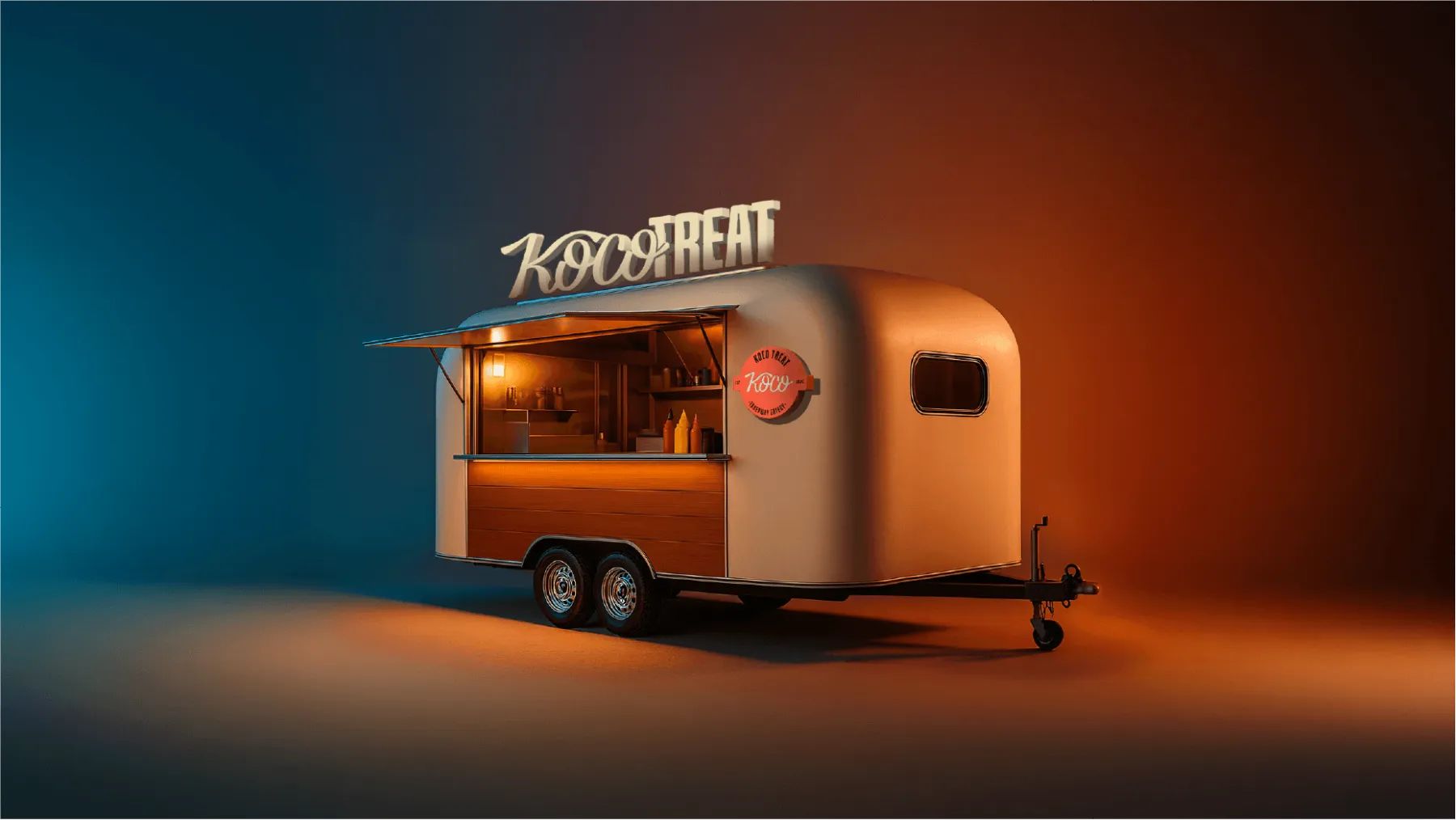 Koco Treat food truck at dusk