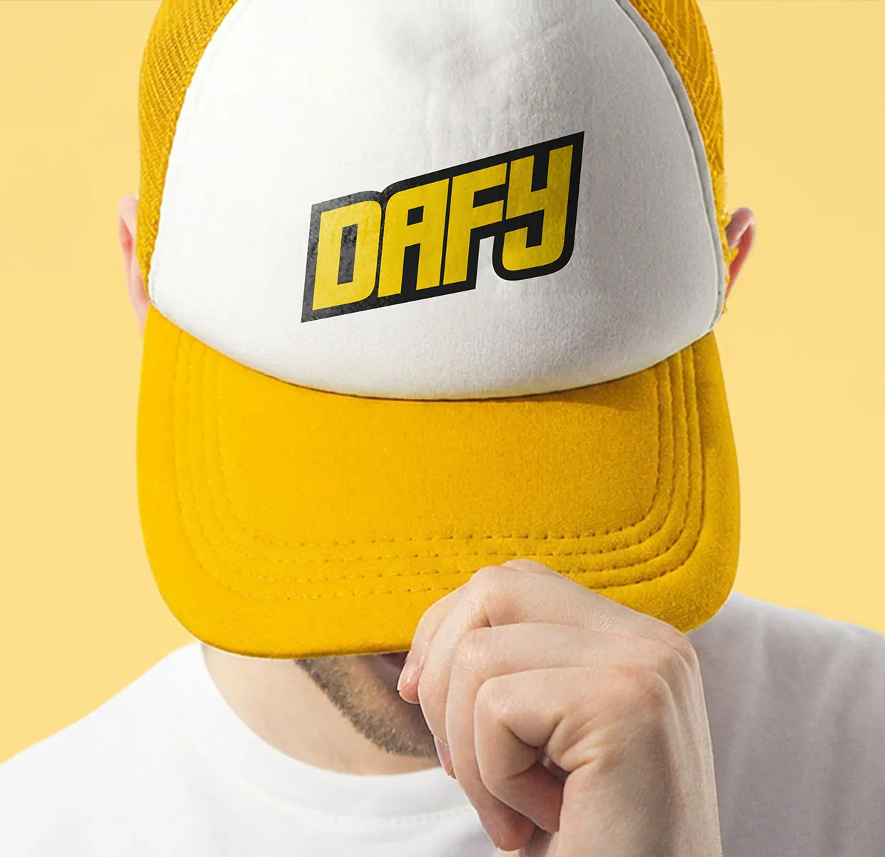 DAFY logo on a yellow cap
